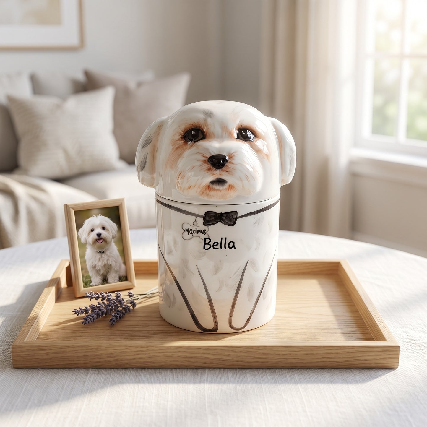 Personalized Handmade Ceramic Pet Urn for Dog Cat Custom Pet Memorial Funeral Decor Handmade Forget Me Not Keepsake Pet Loss Gift